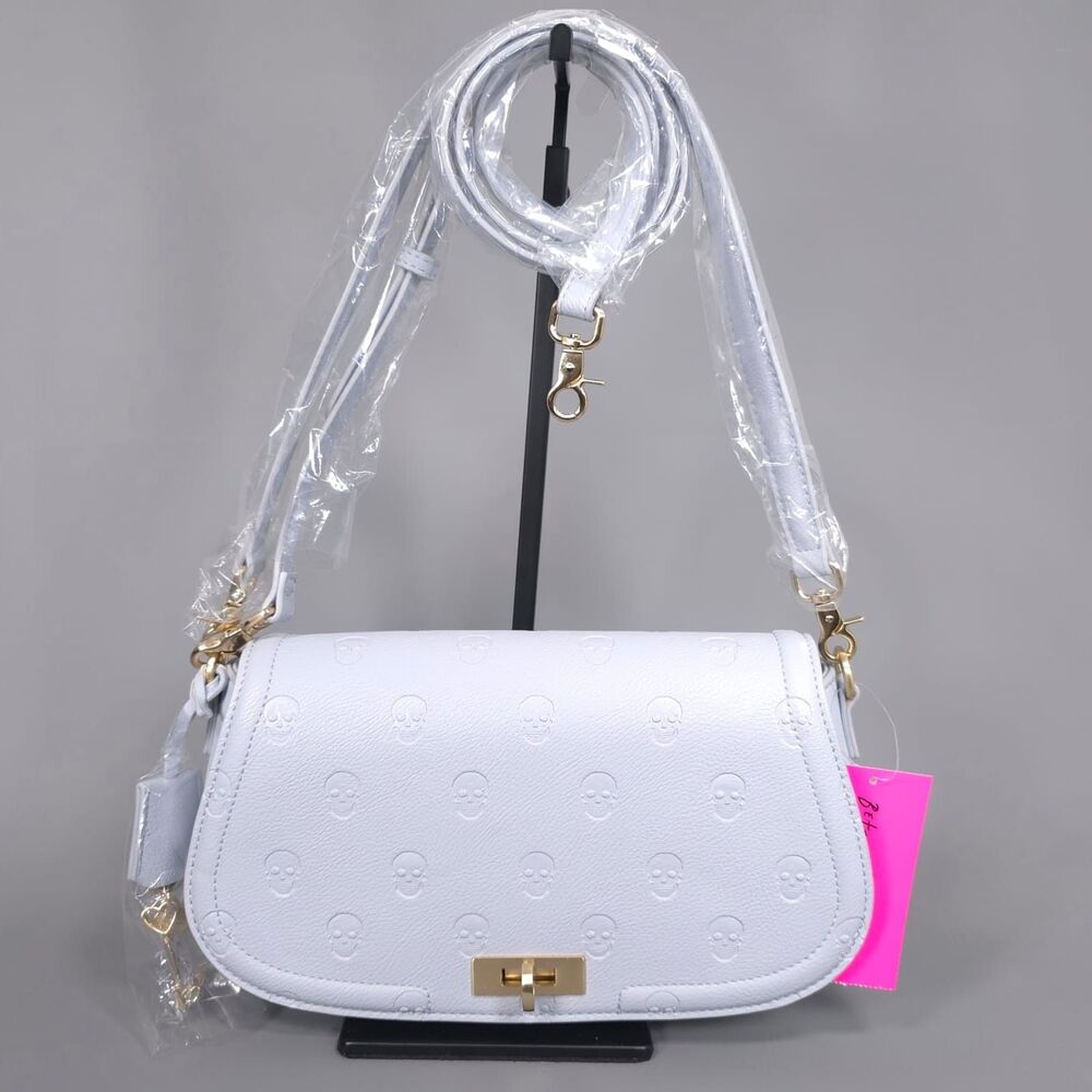 BETSEY JOHNSON Women's New Crossbody Bag Skull Goth Embossed Key Charm BM30615